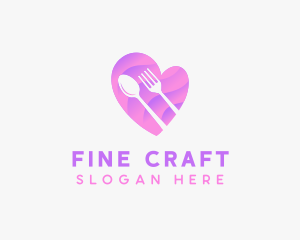 Food Cutlery Heart logo design