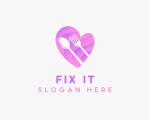 Food Cutlery Heart logo design