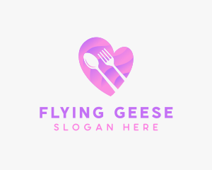 Food Cutlery Heart logo design