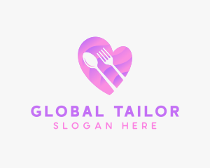 Food Cutlery Heart logo design