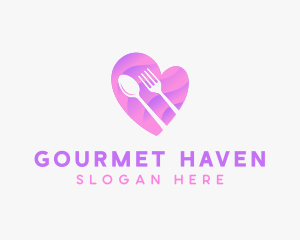 Food Cutlery Heart logo design