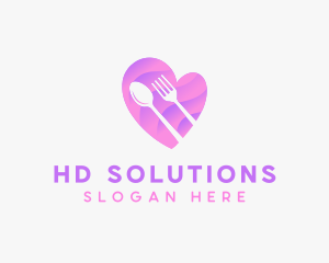 Food Cutlery Heart logo design