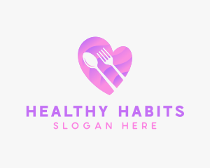 Food Cutlery Heart logo design