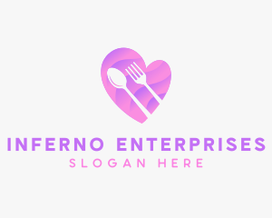 Food Cutlery Heart logo design