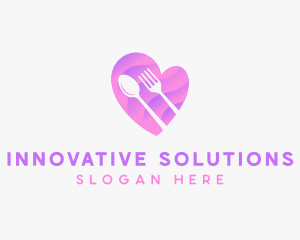 Food Cutlery Heart logo design