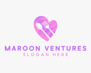 Food Cutlery Heart logo design