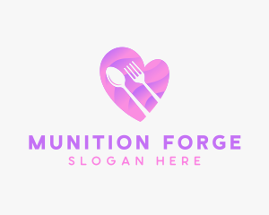 Food Cutlery Heart logo design