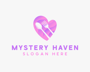 Food Cutlery Heart logo design