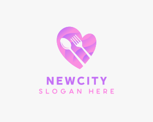 Food Cutlery Heart logo design