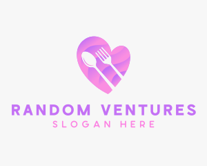 Food Cutlery Heart logo design