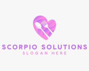 Food Cutlery Heart logo design