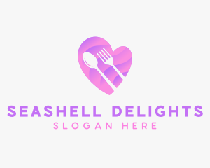 Food Cutlery Heart logo design