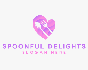 Food Cutlery Heart logo design