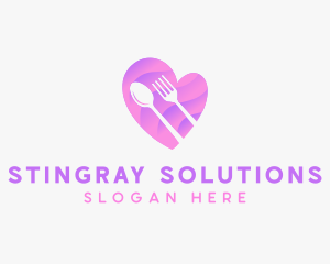 Food Cutlery Heart logo design