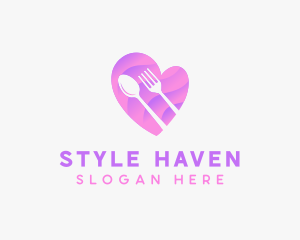 Food Cutlery Heart logo design