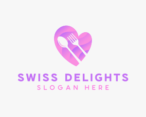 Food Cutlery Heart logo design