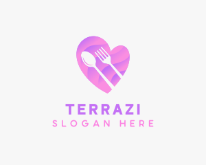 Food Cutlery Heart logo design