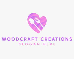 Food Cutlery Heart logo design