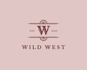 Western Retro Wagon Wheel logo design