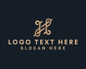 Elegant Cursive Decorative Letter H logo design