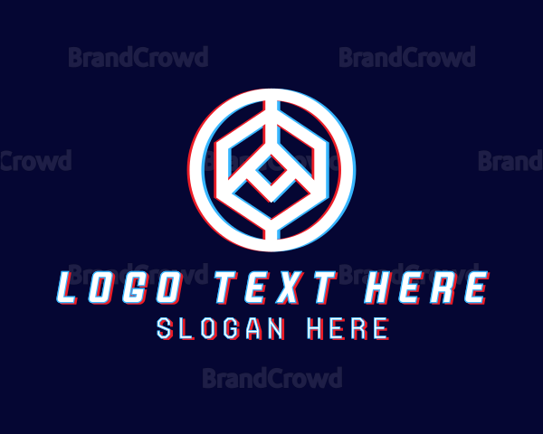 Glitchy Polygon Badge Logo