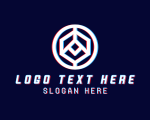 Futuristic - Glitchy Polygon Badge logo design