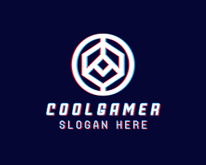 Glitchy Polygon Badge Logo