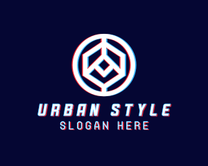 Glitchy Polygon Badge Logo