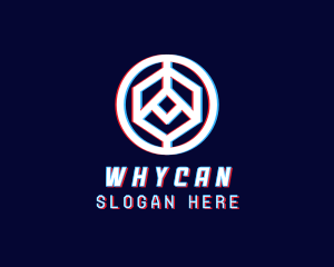 Glitchy Polygon Badge Logo