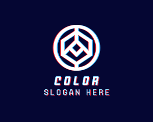 Data - Glitchy Polygon Badge logo design