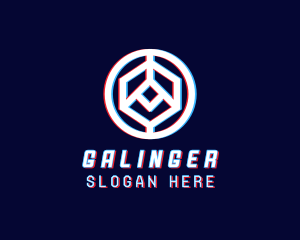Polygon - Glitchy Polygon Badge logo design