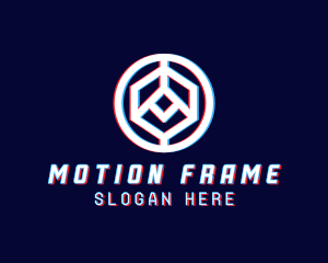 Glitchy Polygon Badge logo design