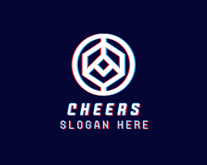 Web - Glitchy Polygon Badge logo design