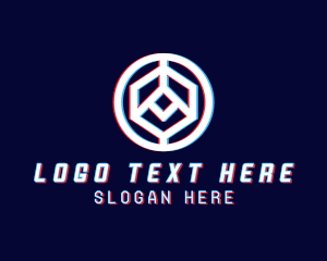 Glitchy Polygon Badge Logo