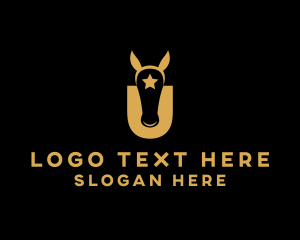 Equestrian - Horse Star Letter U logo design