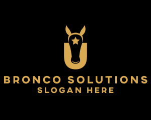 Bronco - Horse Star Letter U logo design