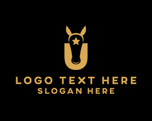 Animal - Horse Star Letter U logo design