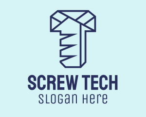 Blue Screw Outline  logo design