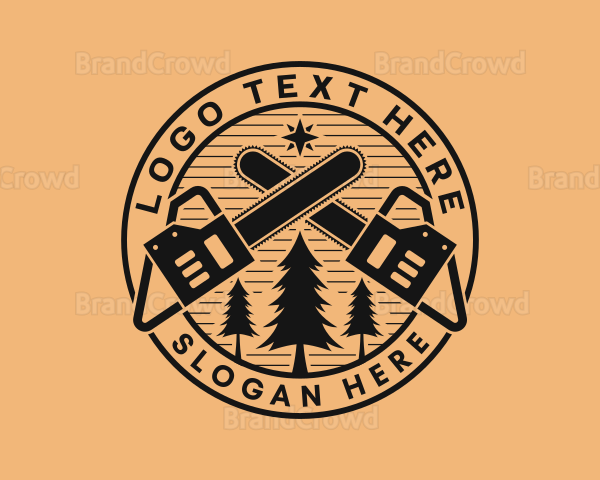 Chainsaw Tree Logging Logo