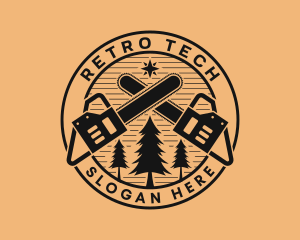 Chainsaw Woods Logging logo design