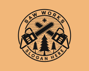 Chainsaw Woods Logging logo design