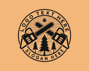 Woods - Chainsaw Tree Logging logo design