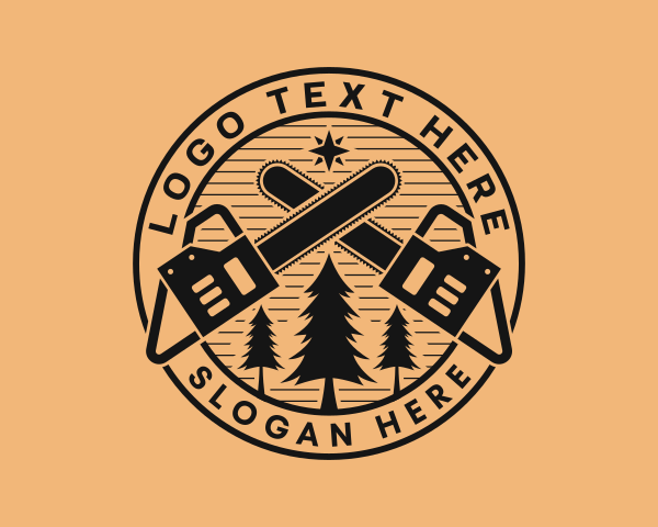 Carpentry - Chainsaw Woods Logging logo design