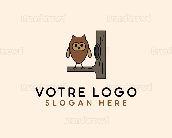 Owl Bird Branch Logo