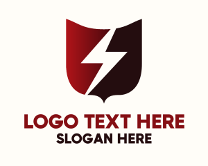 Protection - Red Lightning Shield logo design