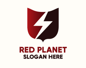 Red Lightning Shield logo design