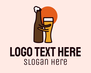 Alcohol - Beer Glass & Bottle Pub logo design