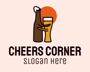Beer Glass & Bottle Pub logo design