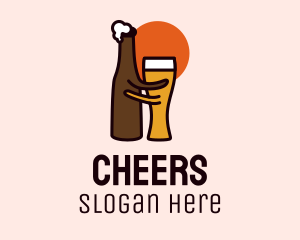 Beer Glass & Bottle Pub logo design