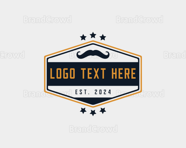 Moustache Hair Barber Logo